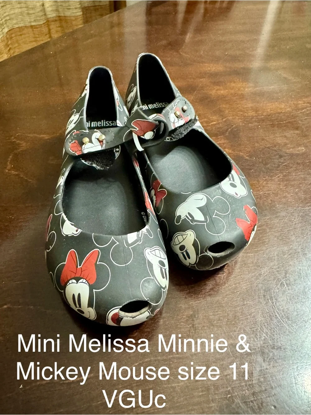 Mini Melissa Black Minnie & Mickey Mary Jane Shoes